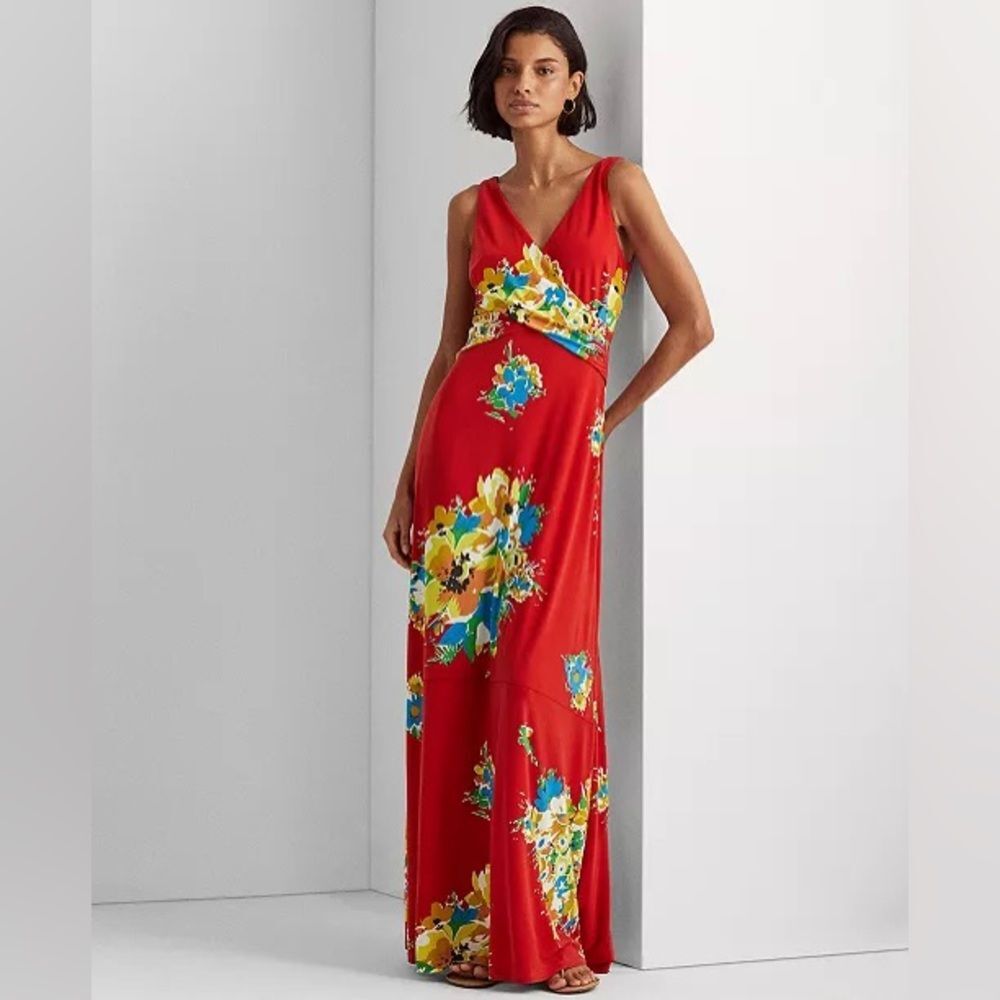 Lauren Ralph Lauren Red Sleeveless Maxi Sundress